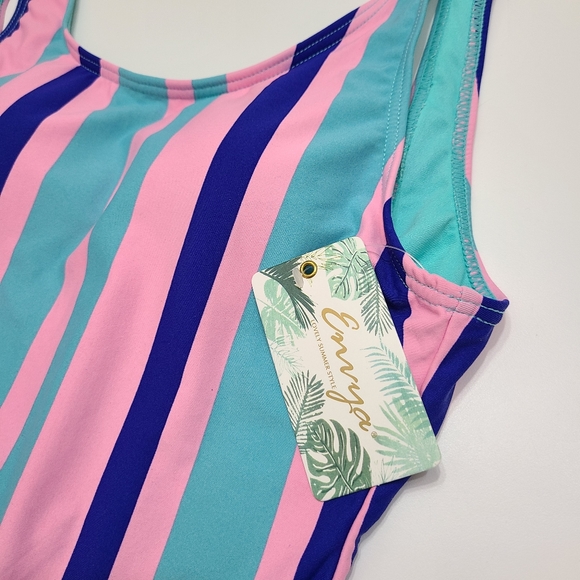 ✨SALE✨ Envya Swim High-Leg One Piece Striped Swimsuit - Picture 5 of 12